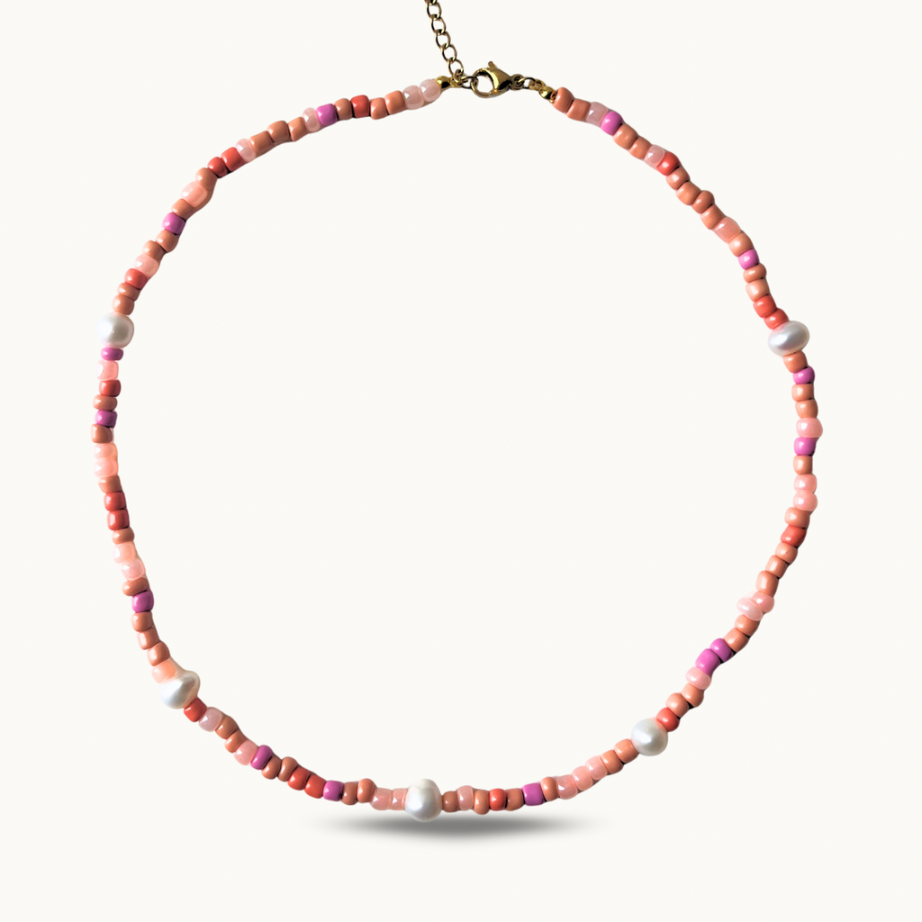 Collier “Candy Mood” — Rose, Fuchsia & Blanc