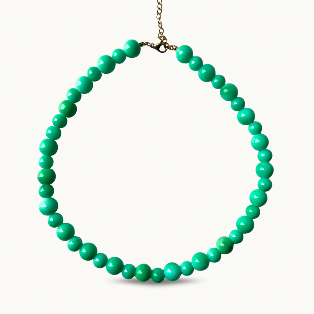 Collier “Green Wave” — Perles en verre — Vert Menthe