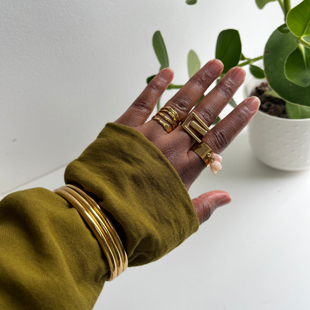 Lot de 3 Joncs “Golden Flow” — Acier Inoxydable Doré