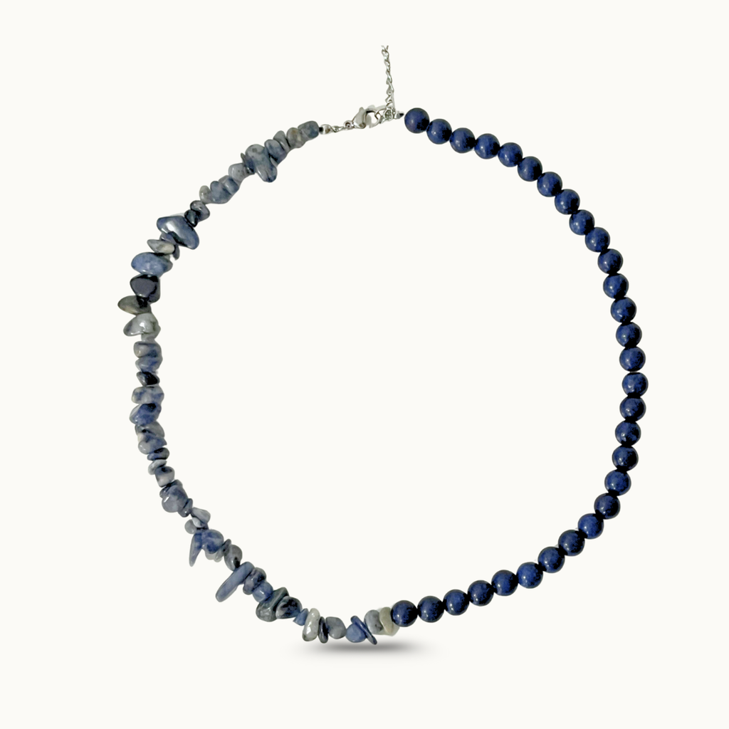 Collier Midnight -Perles, pierres naturels et acier inoxydable