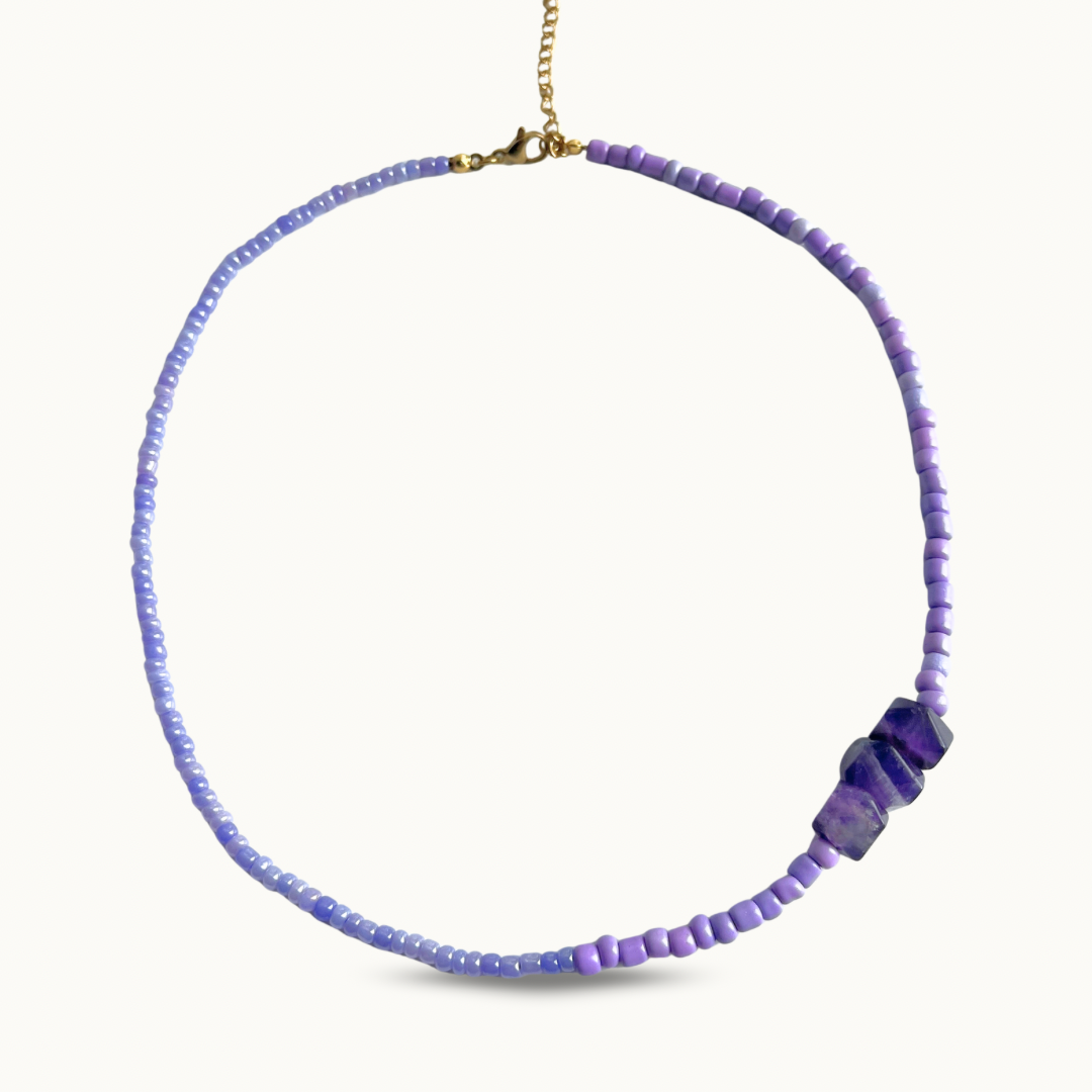 Collier “Lavande Mood” — Perles Violettes —acier inoxydable