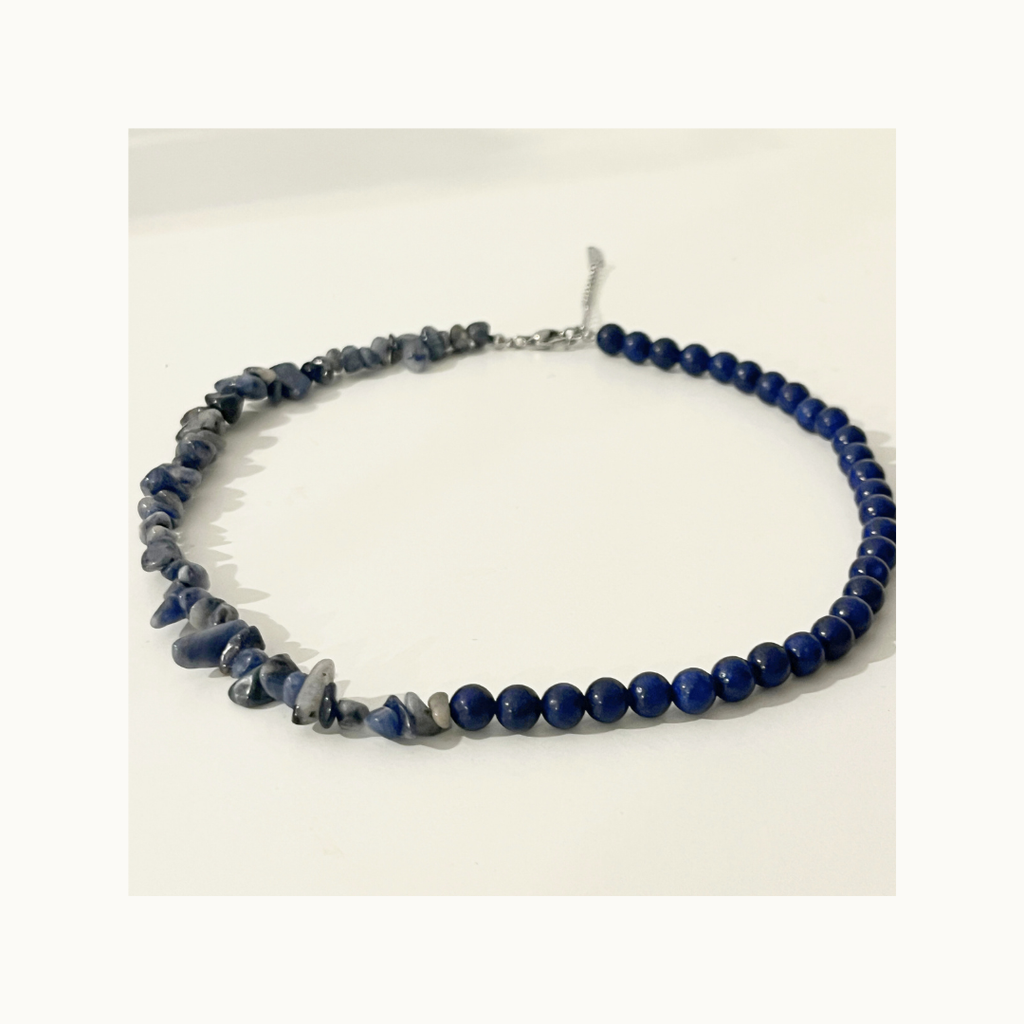 Collier Midnight -Perles, pierres naturels et acier inoxydable