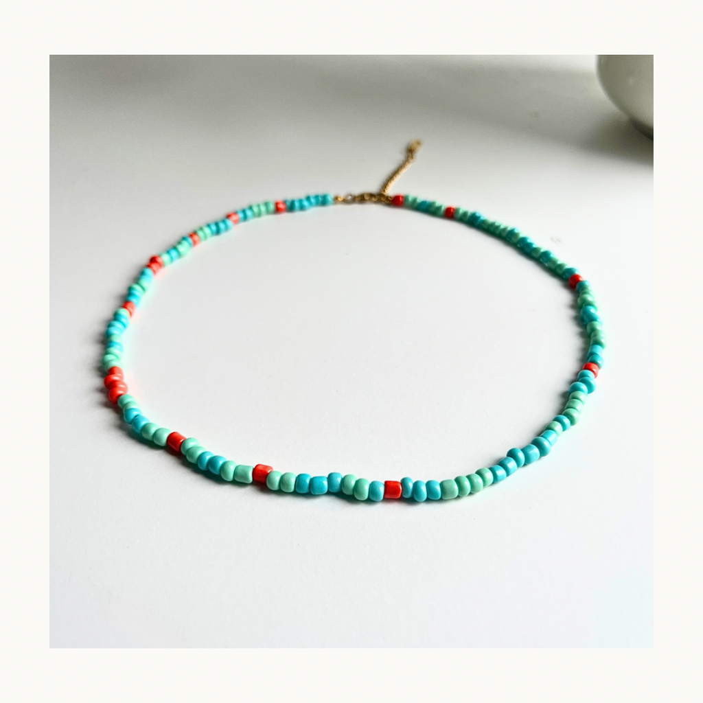 Collier “Lagoon Vibes” — Perles Turquoise et Corail