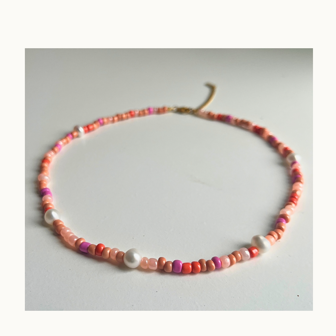 Collier “Candy Mood” — Rose, Fuchsia & Blanc