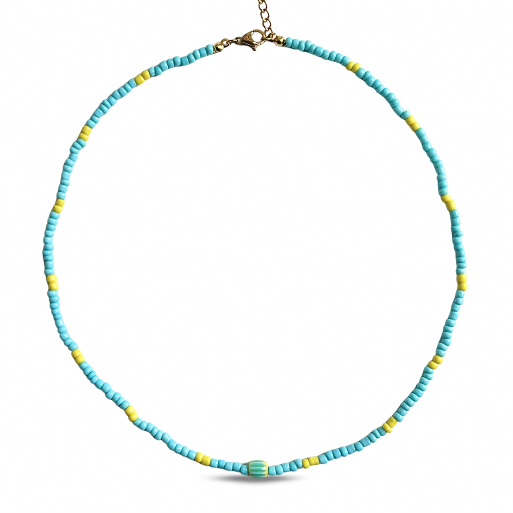 Collier “Aqua Twist” – Bleu & Jaune