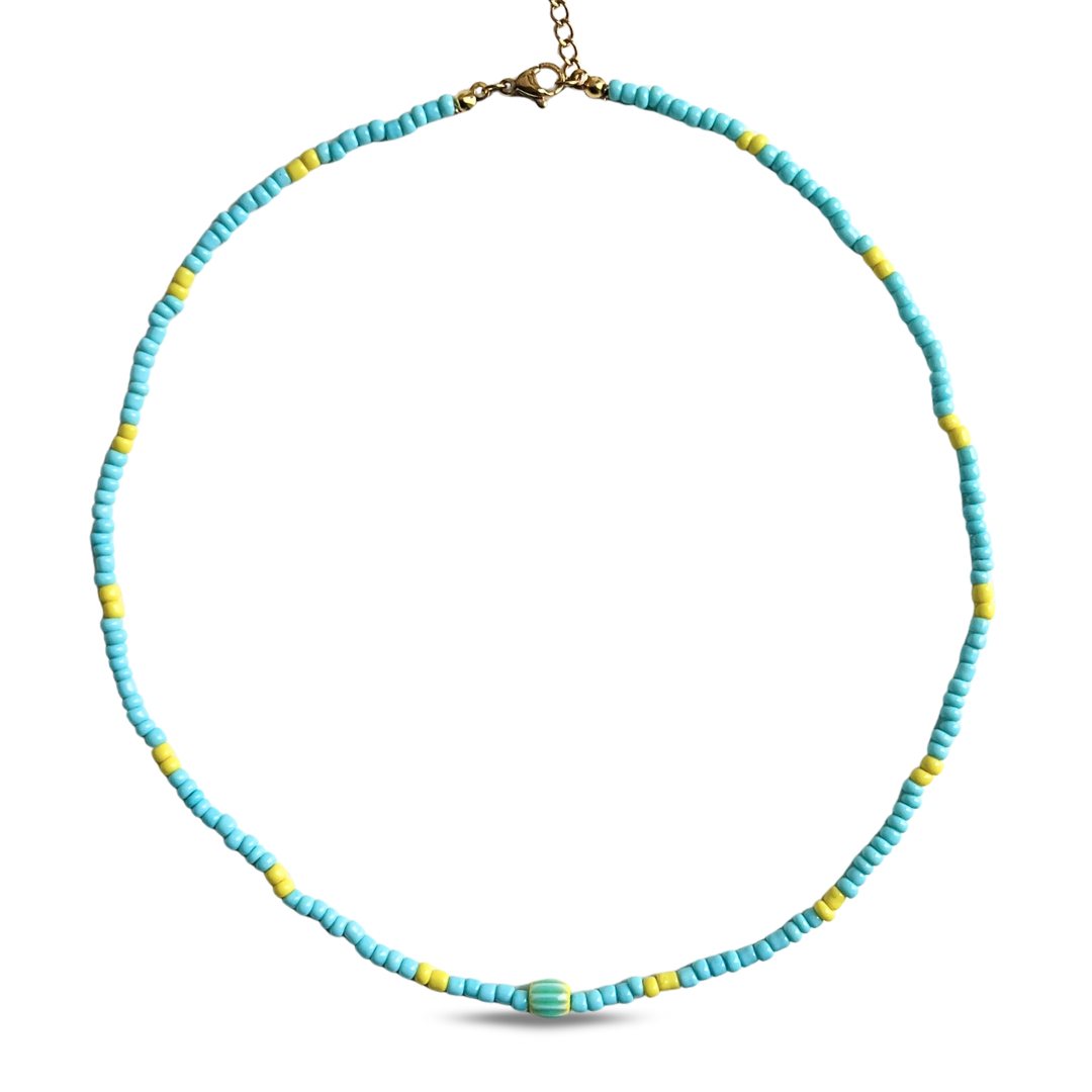 Collier “Aqua Twist” – Bleu & Jaune