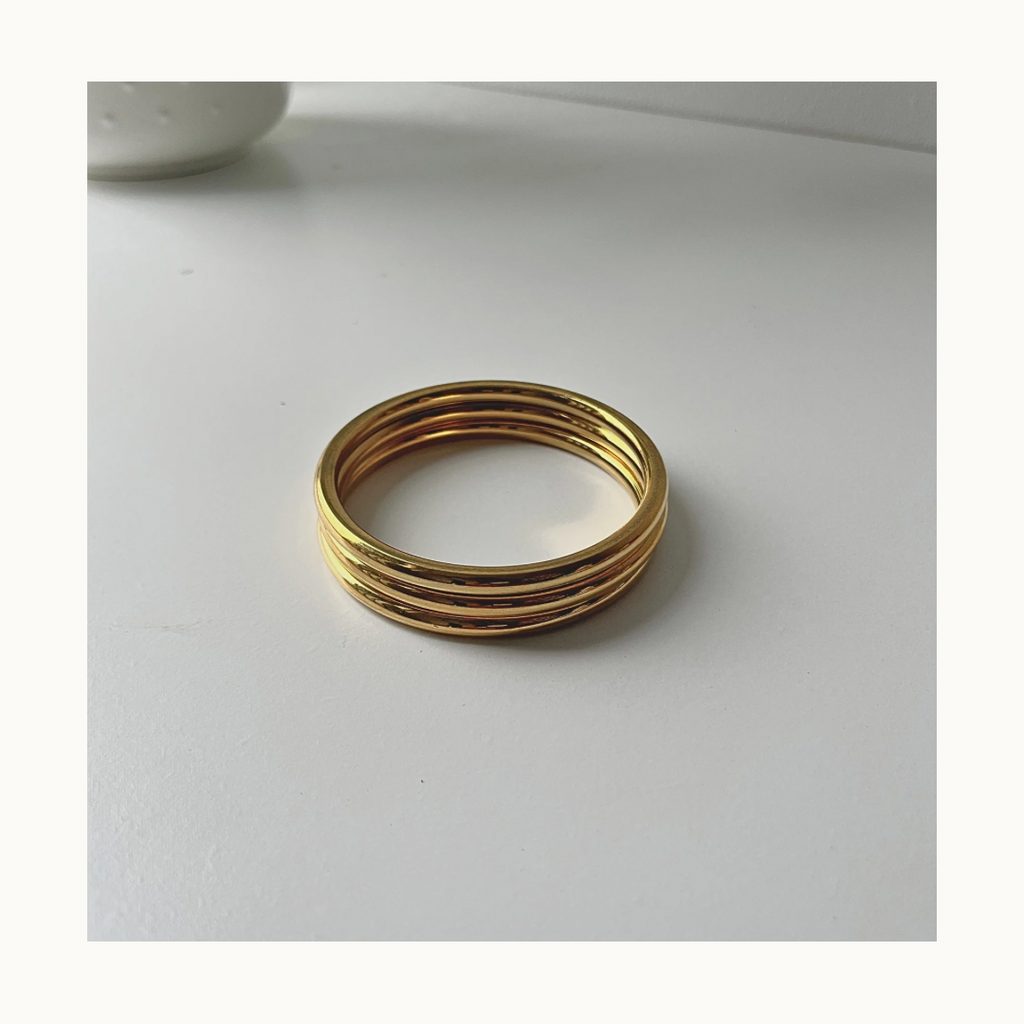 Lot de 3 Joncs “Golden Flow” — Acier Inoxydable Doré