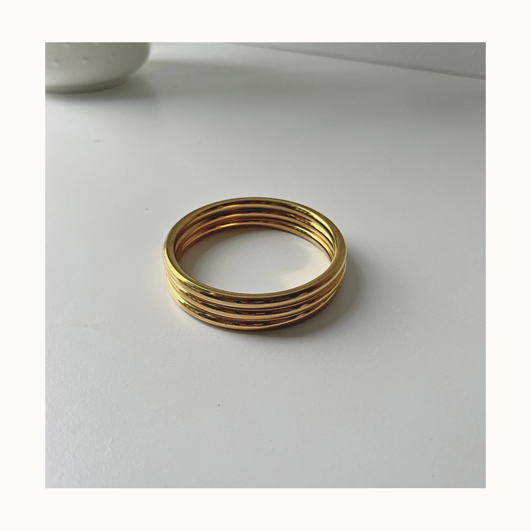 Lot de 3 Joncs “Golden Flow” — Acier Inoxydable Doré