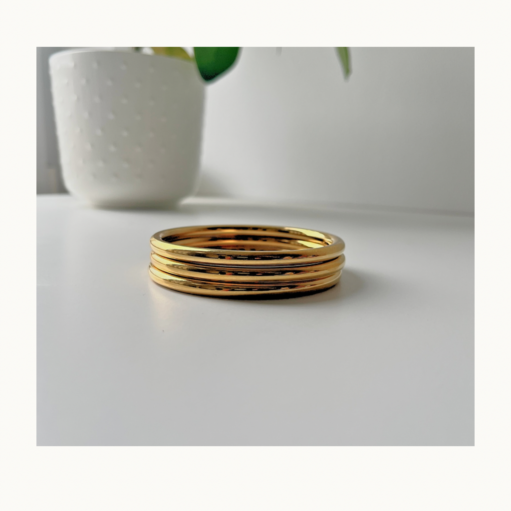 Lot de 3 Joncs “Golden Flow” — Acier Inoxydable Doré