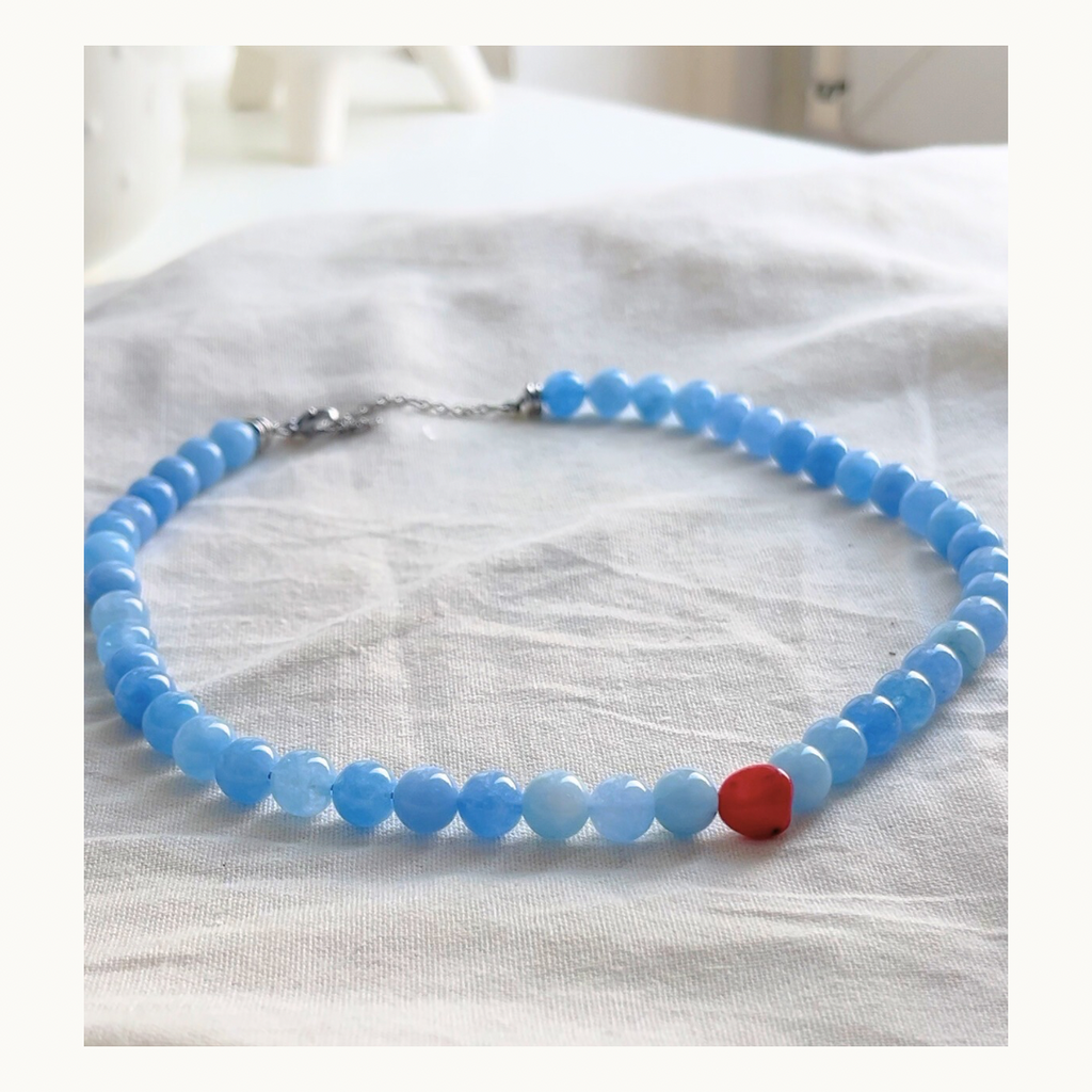 Collier Zénith en acier inoxydable et pierres naturels