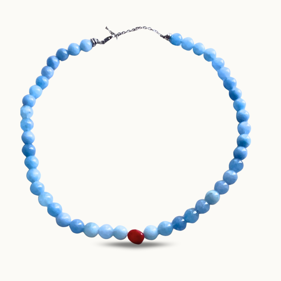 Collier Zénith en acier inoxydable et pierres naturels