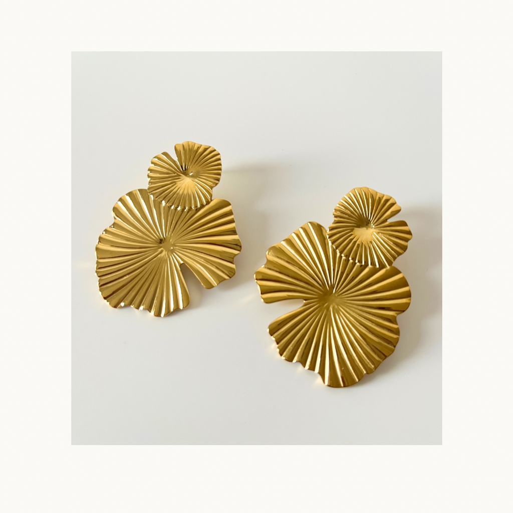 Boucles d’oreilles PALM SHINE  acier inoxydable doré -
