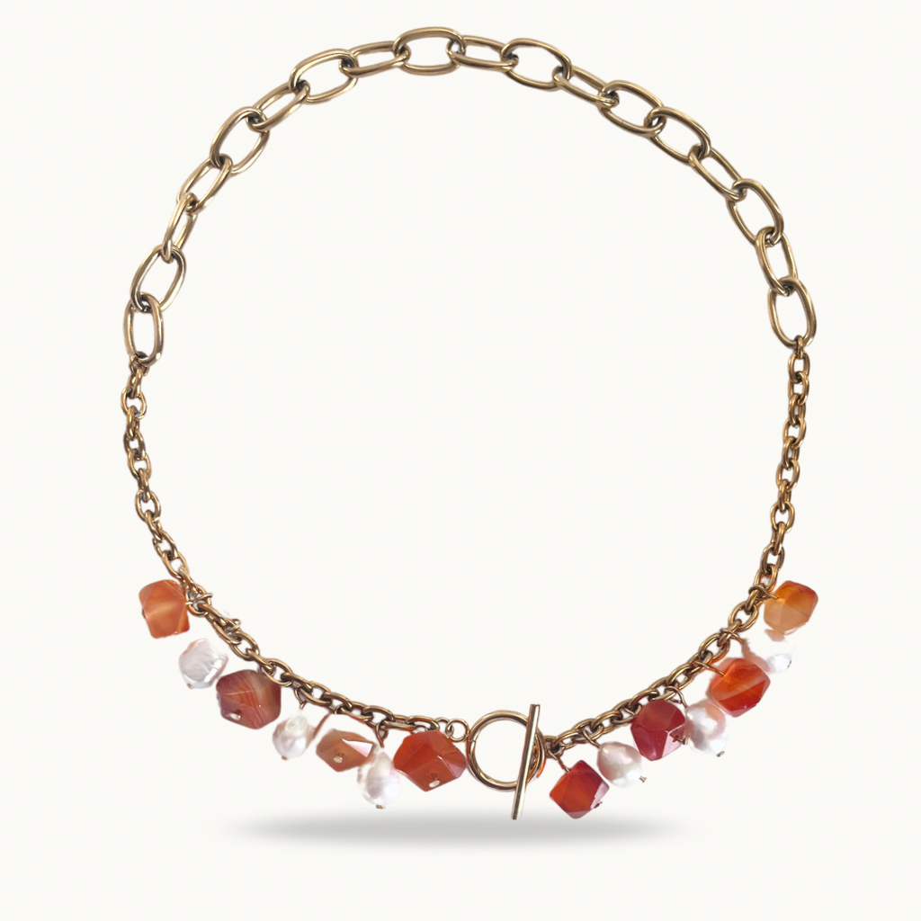 Collier “Soleil d’Ambre” en acier inoxydable