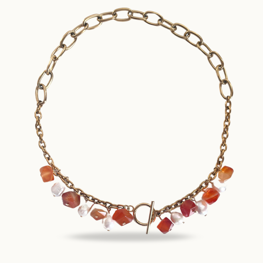 Collier “Soleil d’Ambre” en acier inoxydable
