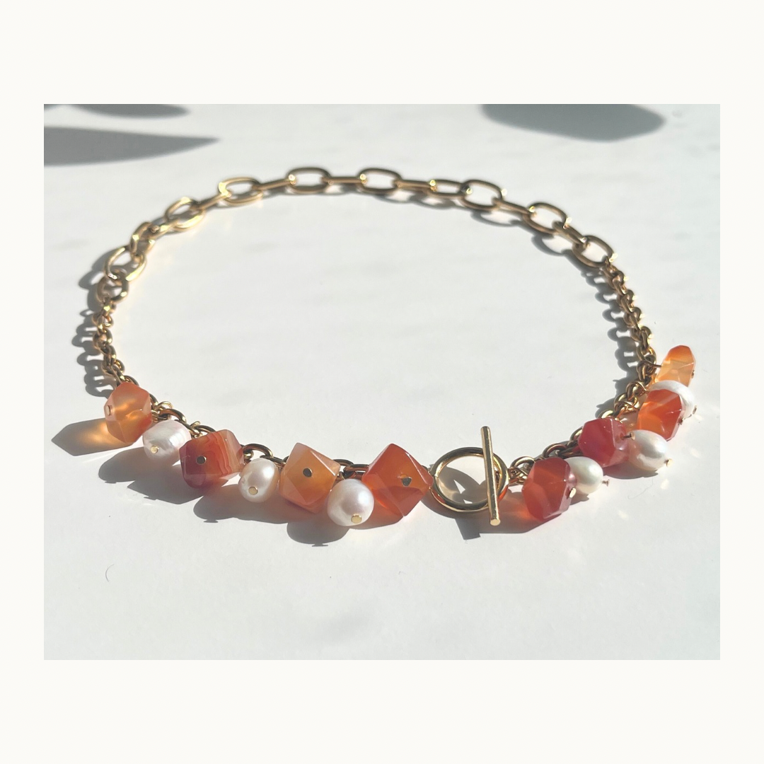Collier “Soleil d’Ambre” en acier inoxydable