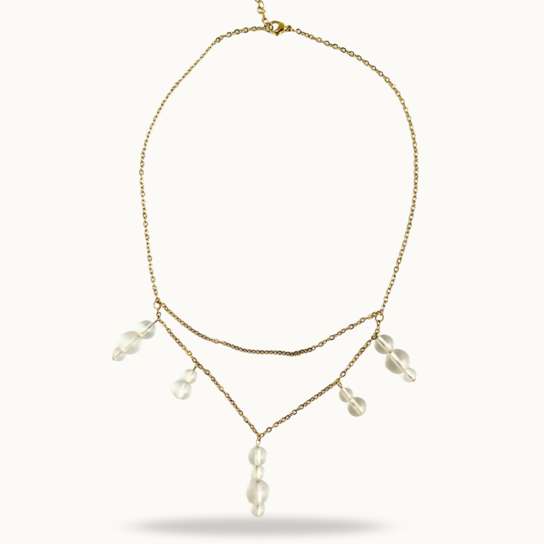 Collier Crystal Drop – acier inoxydable & perles de verre givré