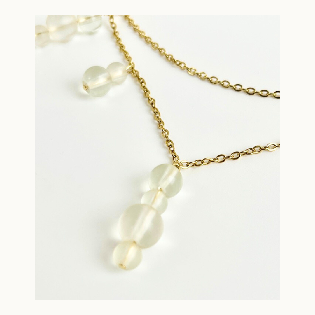Collier Crystal Drop – acier inoxydable & perles de verre givré