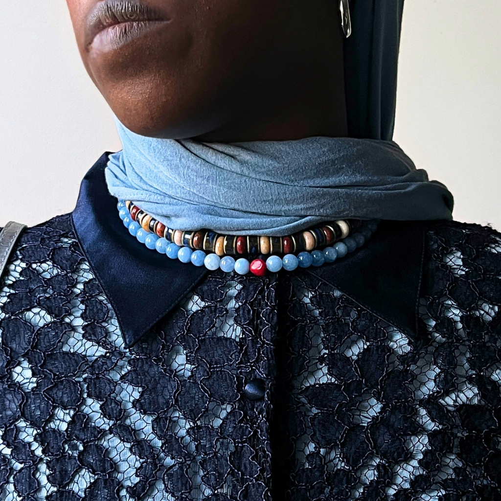 Collier Horizon en acier inoxydable et perles naturels