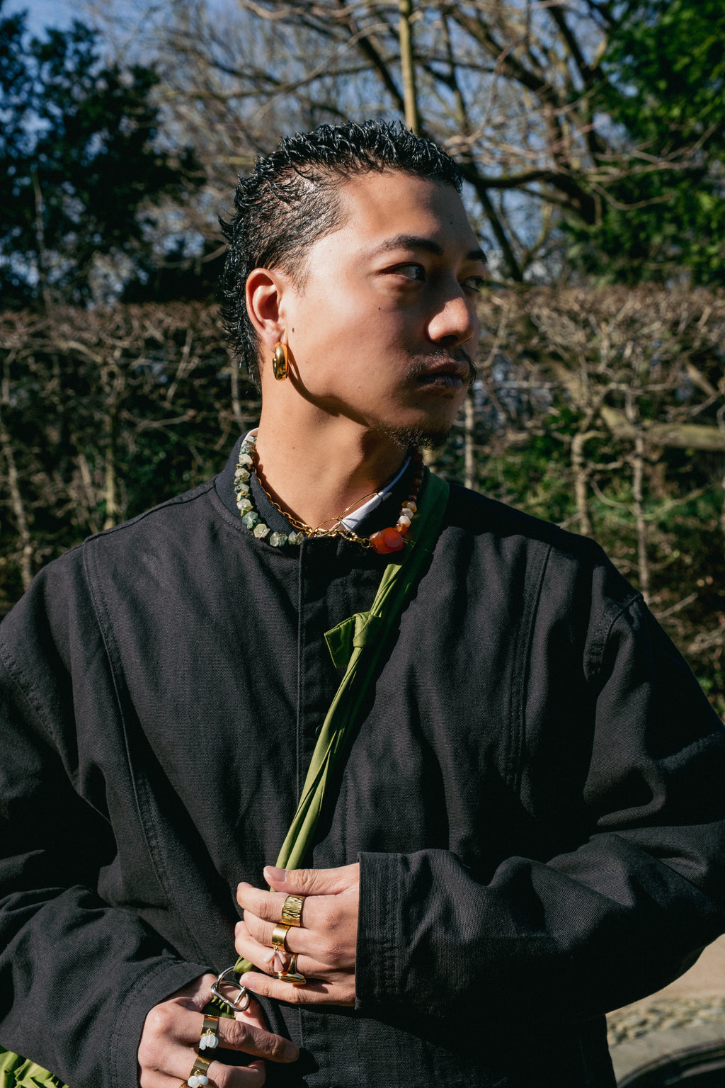 Collier “Terre d’Émeraude” – Jaspe Kambaba & Acier inoxydable Doré