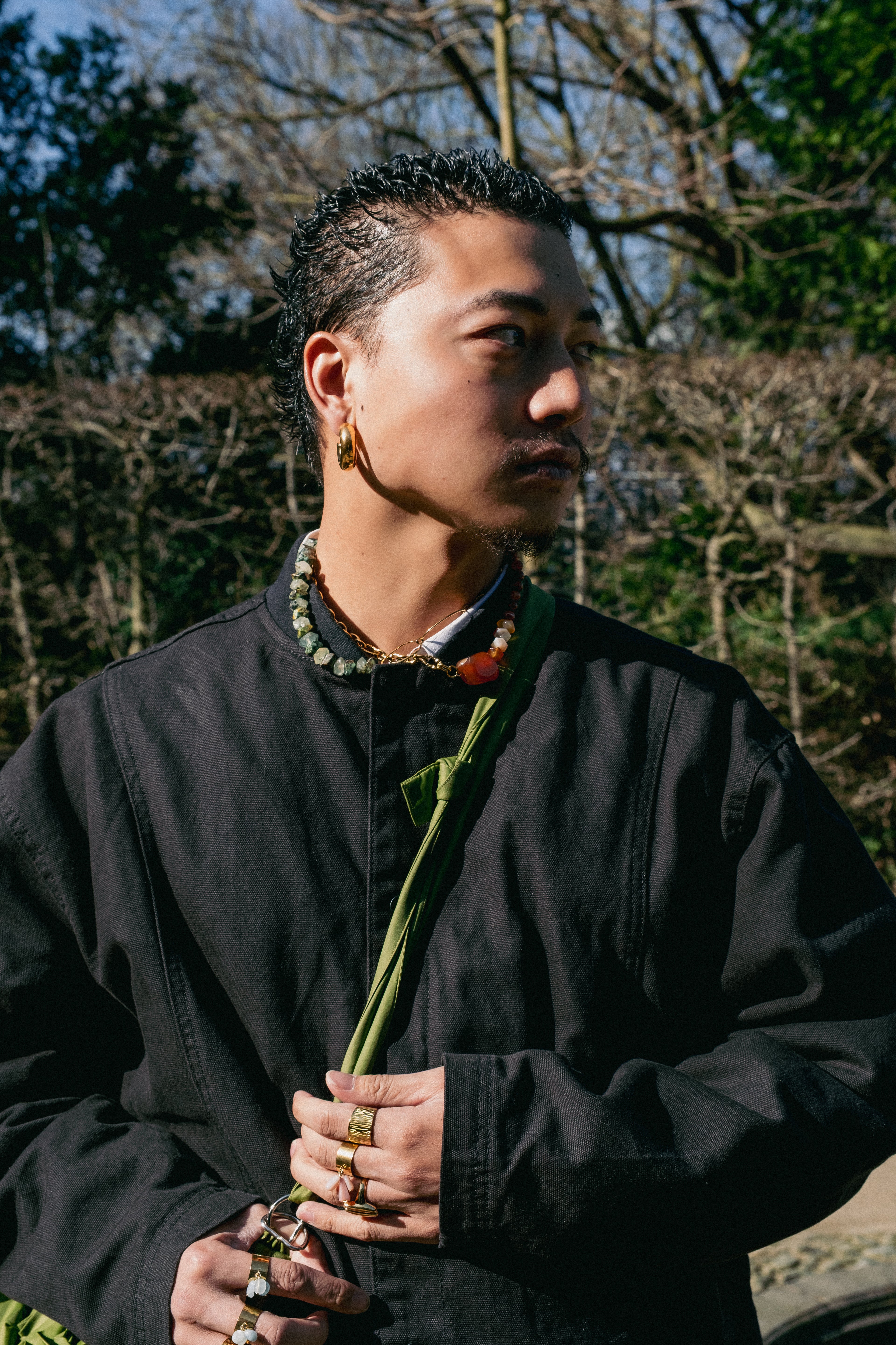 Collier “Terre d’Émeraude” – Jaspe Kambaba & Acier inoxydable Doré