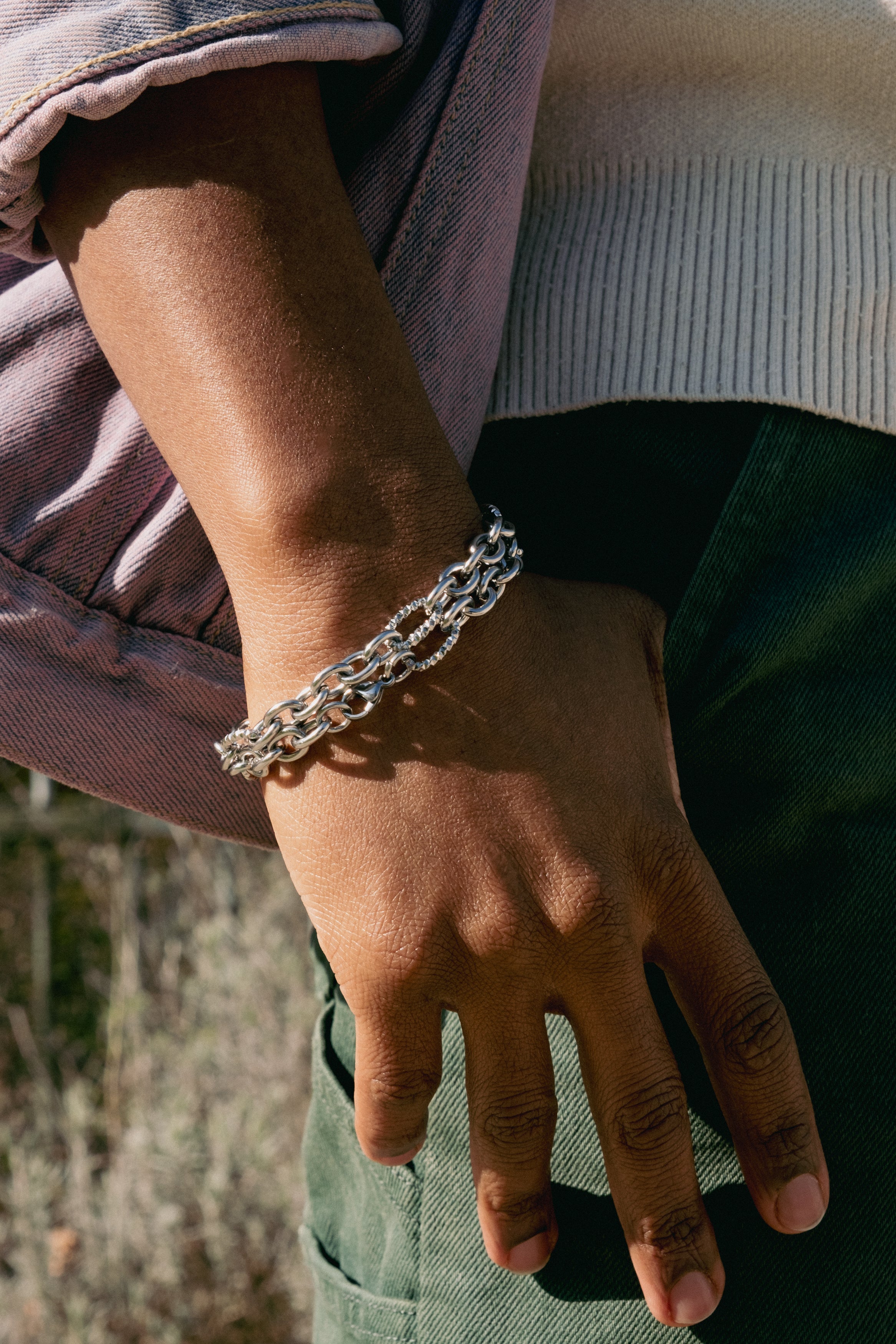 Bracelet chaîne argenté en acier inoxydable - Hybrid Silver