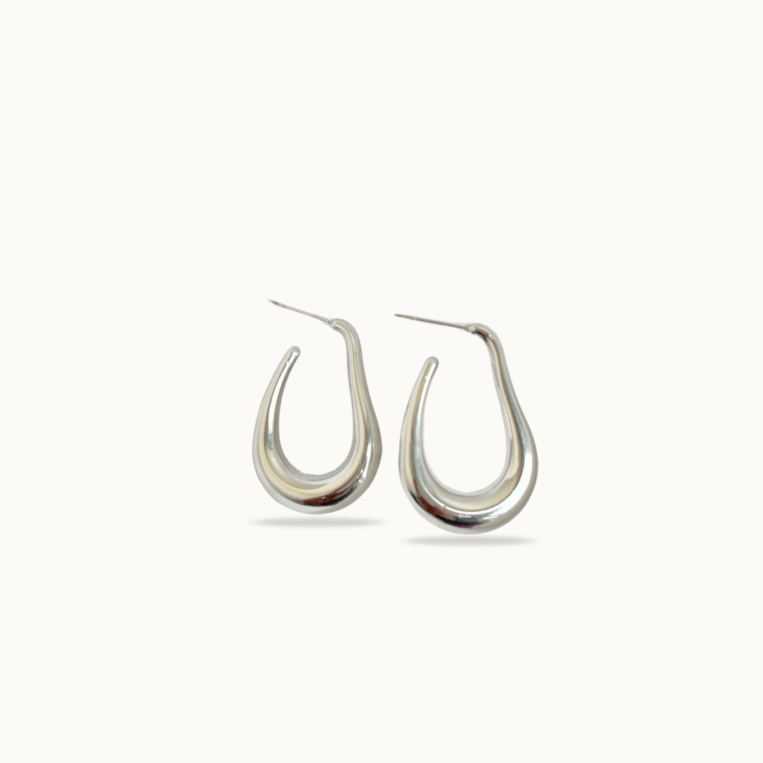 Boucles d’oreilles acier inoxydable goutte argentée - Silver Flow