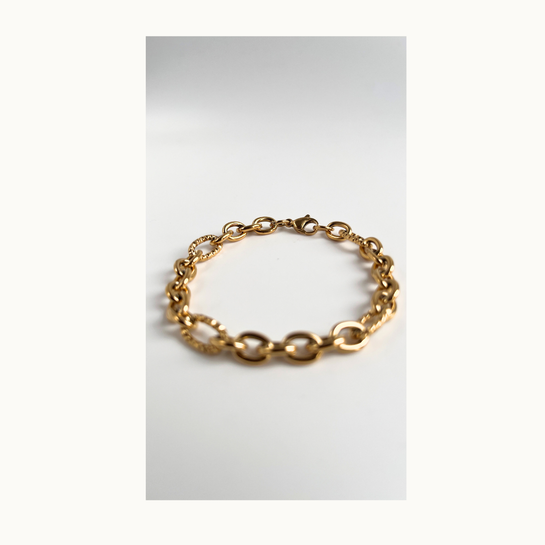Bracelet chaîne doré en acier inoxydable - Hybrid Gold
