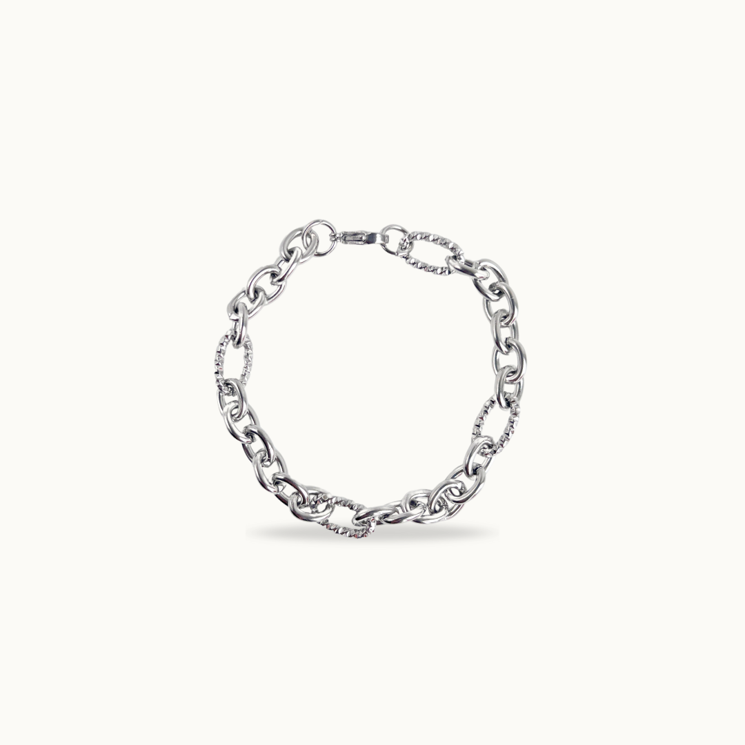 Bracelet chaîne argenté en acier inoxydable - Hybrid Silver