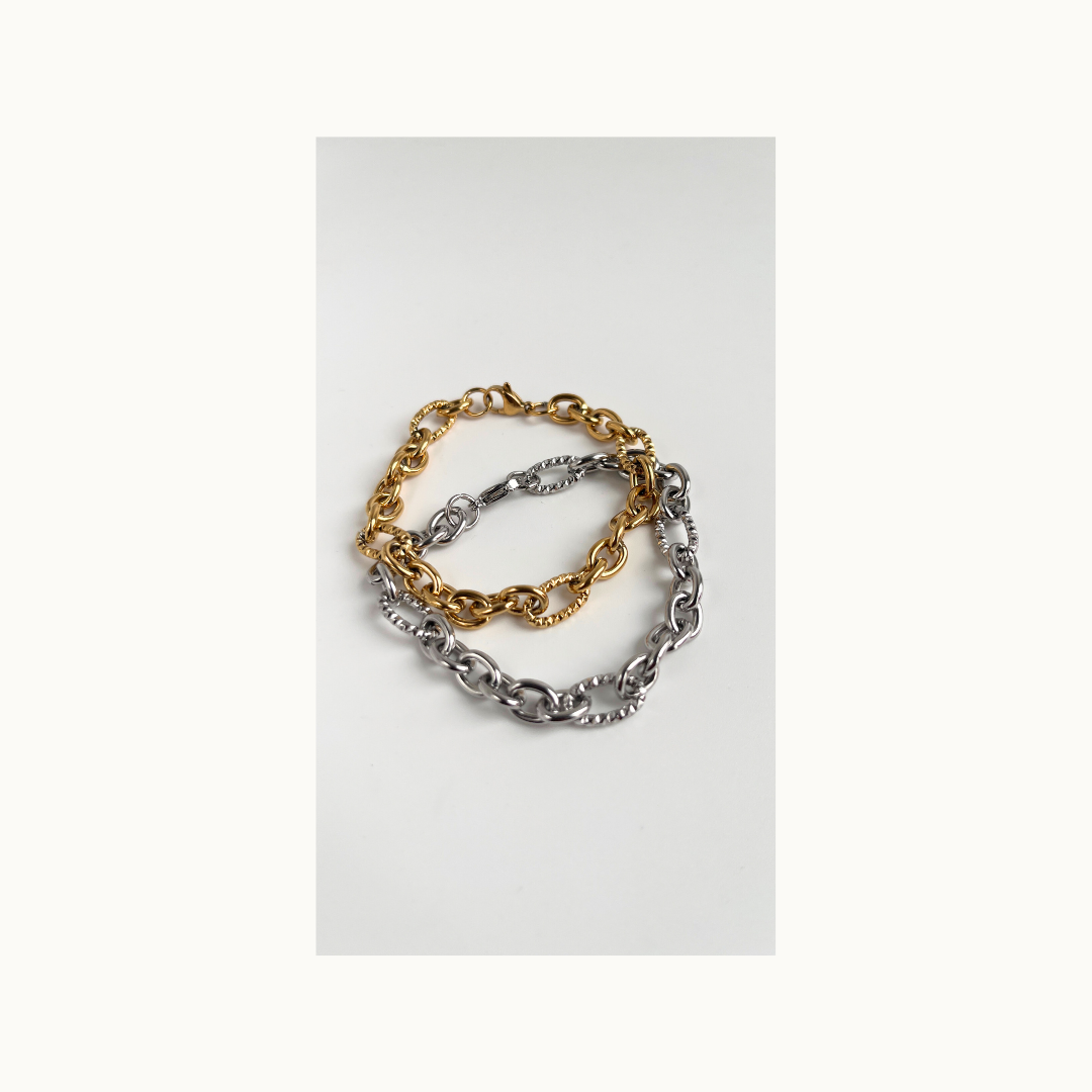 Bracelet chaîne doré en acier inoxydable - Hybrid Gold